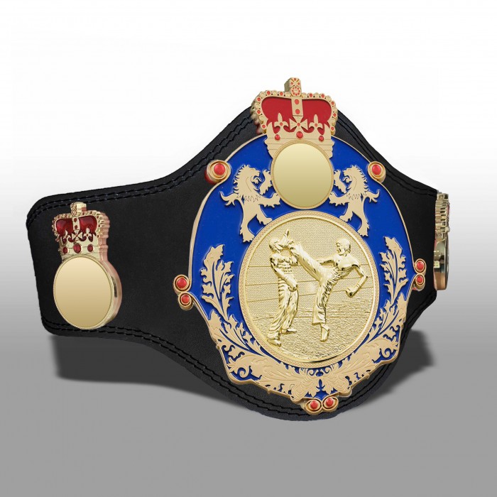 QUEENSBURY PLT LEATHER KICKBOXING CHAMPIONSHIP BELT - PLTQUEEN/BLUE/G/KBOG - AVAILABLE IN 4 COLOURS